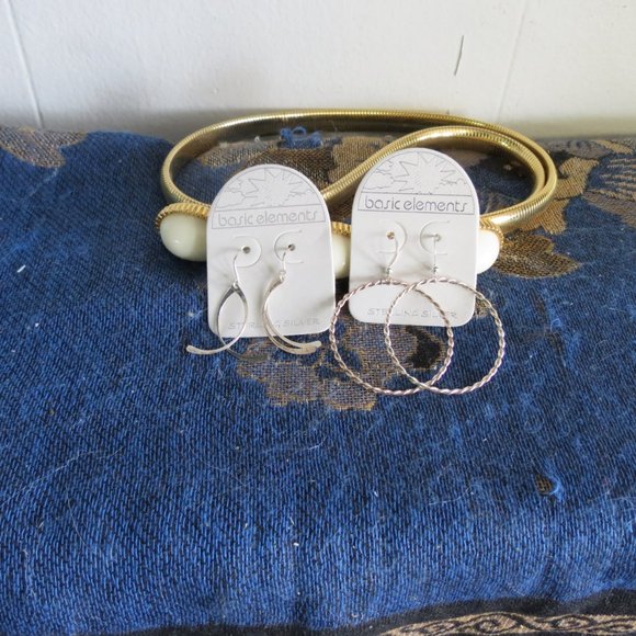 2 Pr Sterling Silver Earrings Hoops & Dangles NWT, Boho Artist Earrings - Picture 2 of 5